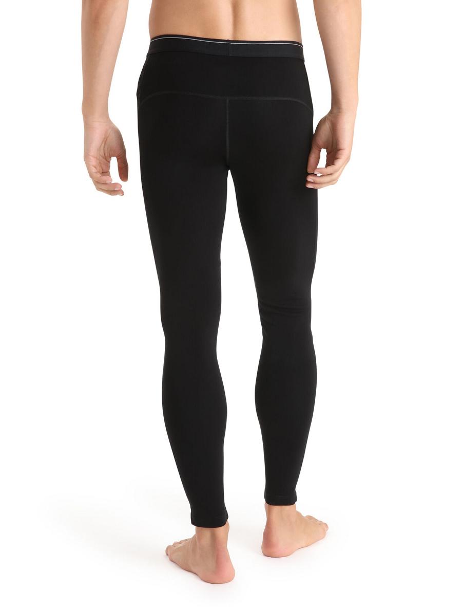 Black Men's Icebreaker 15.5 Merino Thermal Leggings | USA 1124PJJQ